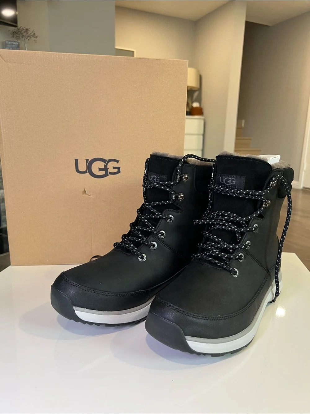 UGG Men’s Black Lace-Up Insulated Snow Boots
